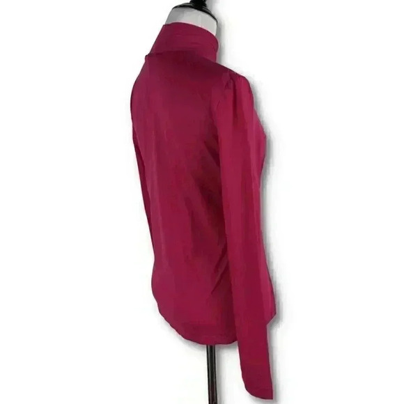 New St. John top size S Cosmo pink long sleeve mock turtleneck stretch career - Picture 3 of 12